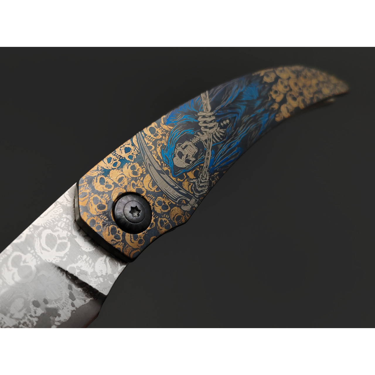 Ponomarev Forge нож Friction "Дама с Косой" сталь VG-10, рукоять Титан, лазерная гравировка