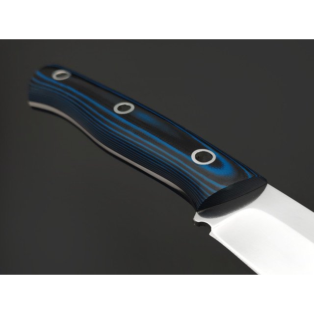 Стальные Бивни нож Сканди ЦМ сталь K110, рукоять G10 black & blue, отверстия