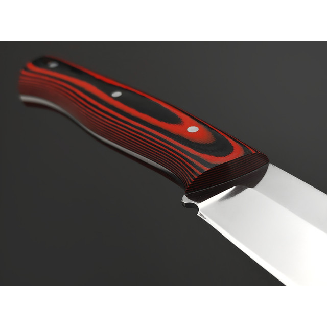Стальные Бивни нож Сканди ЦМ сталь K110, рукоять G10 black & red