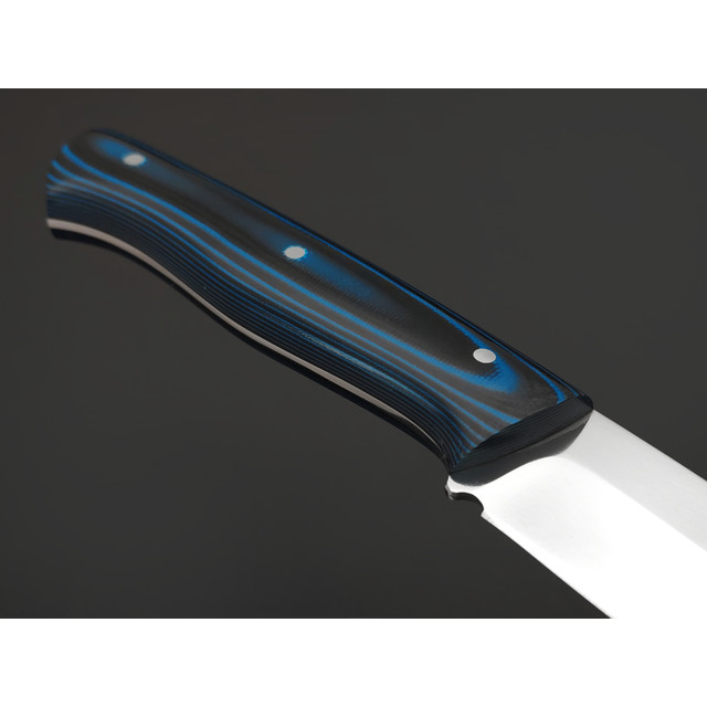 Стальные Бивни нож Сканди ЦМ сталь K110, рукоять G10 black & blue