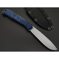 Волчий Век нож Oldschool сталь N690 WA стоунвош, рукоять G10 black & blue, пины карбон