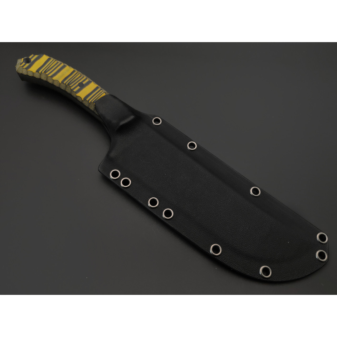 Волчий Век нож Пчак сталь N690 WA стоунвош, рукоять G10 black & yellow, пины карбон