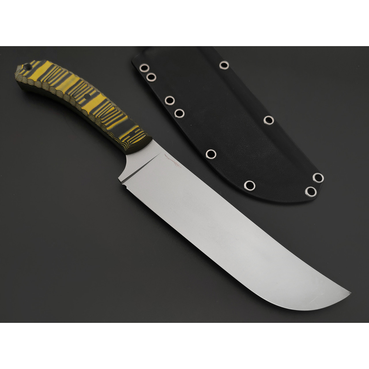 Волчий Век нож Пчак сталь N690 WA стоунвош, рукоять G10 black & yellow, пины карбон