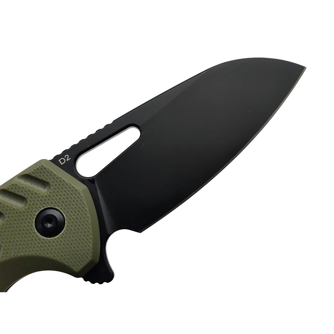 Remette нож складной RT-Seahorse сталь D2 titanium plating black, рукоять G10 olive
