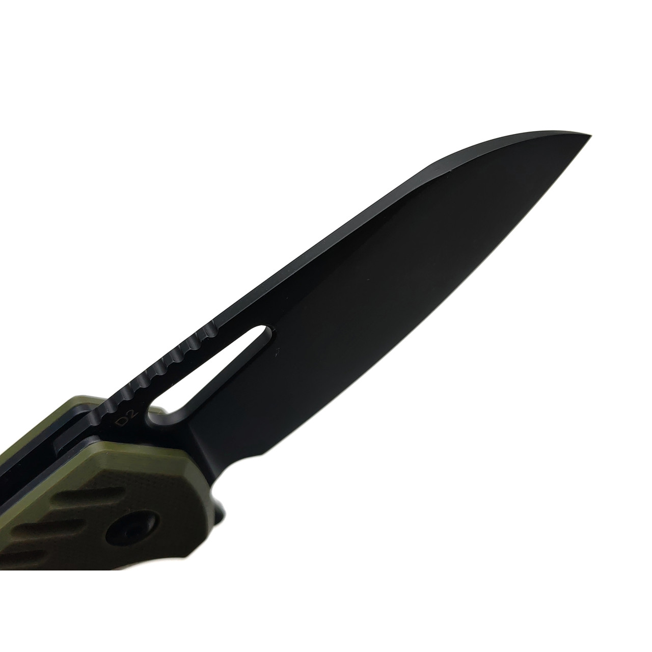Remette нож складной RT-Seahorse сталь D2 titanium plating black, рукоять G10 olive