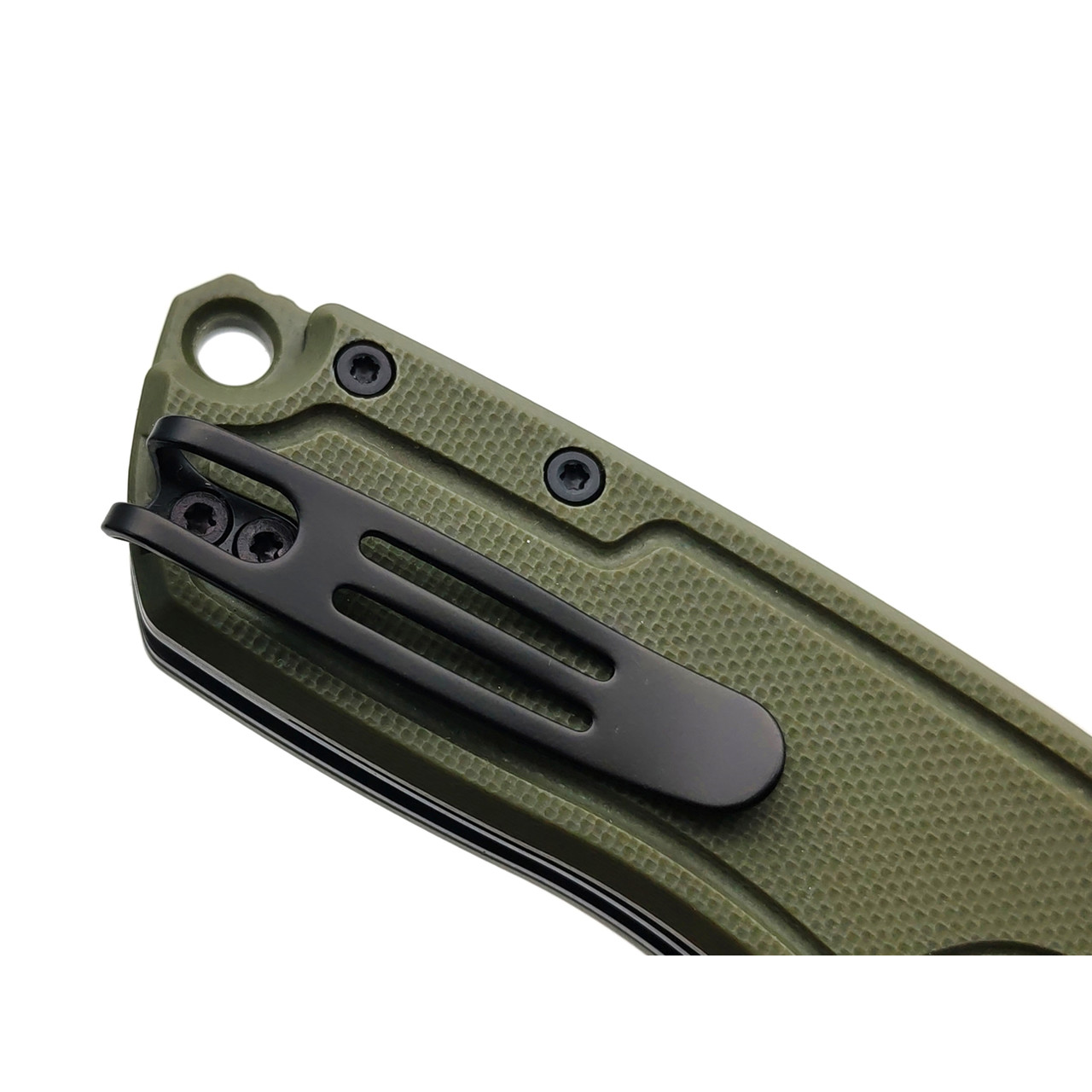 Remette нож складной RT-Seahorse сталь D2 titanium plating black, рукоять G10 olive