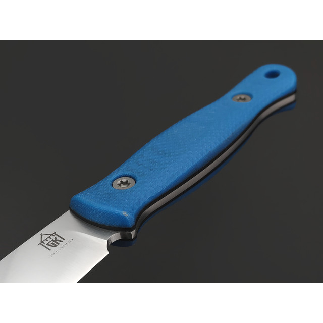 Град Горький нож Маус сталь Aus-10Co satin, спуски конвекс, рукоять Micarta blue & black