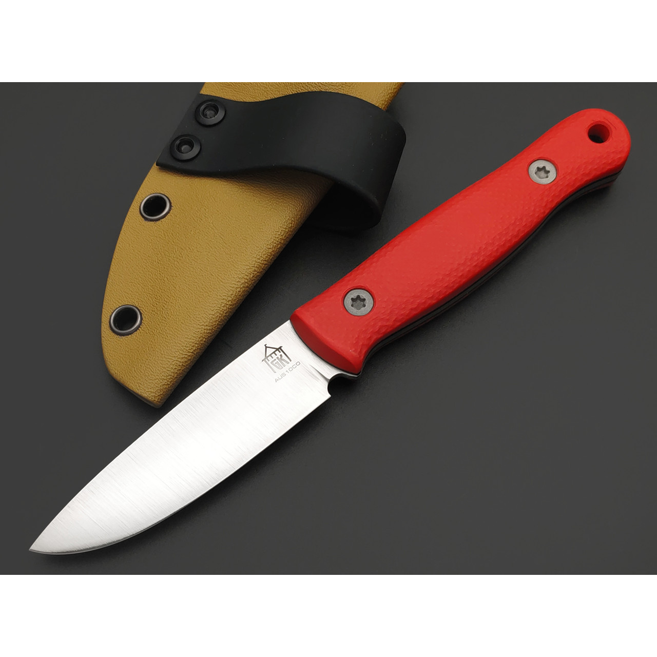 Град Горький нож Маус сталь Aus-10Co satin, спуски конвекс, рукоять G10 red & black