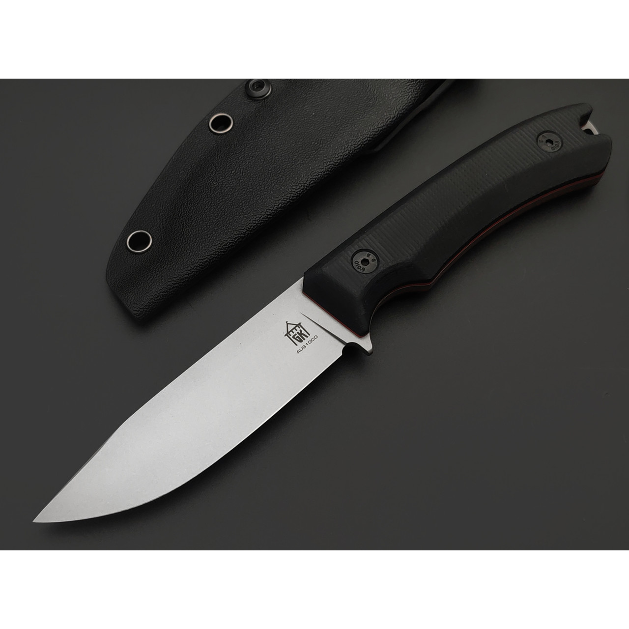Град Горький нож Леший сталь Aus-10Co bead blast, рукоять G10 black & red