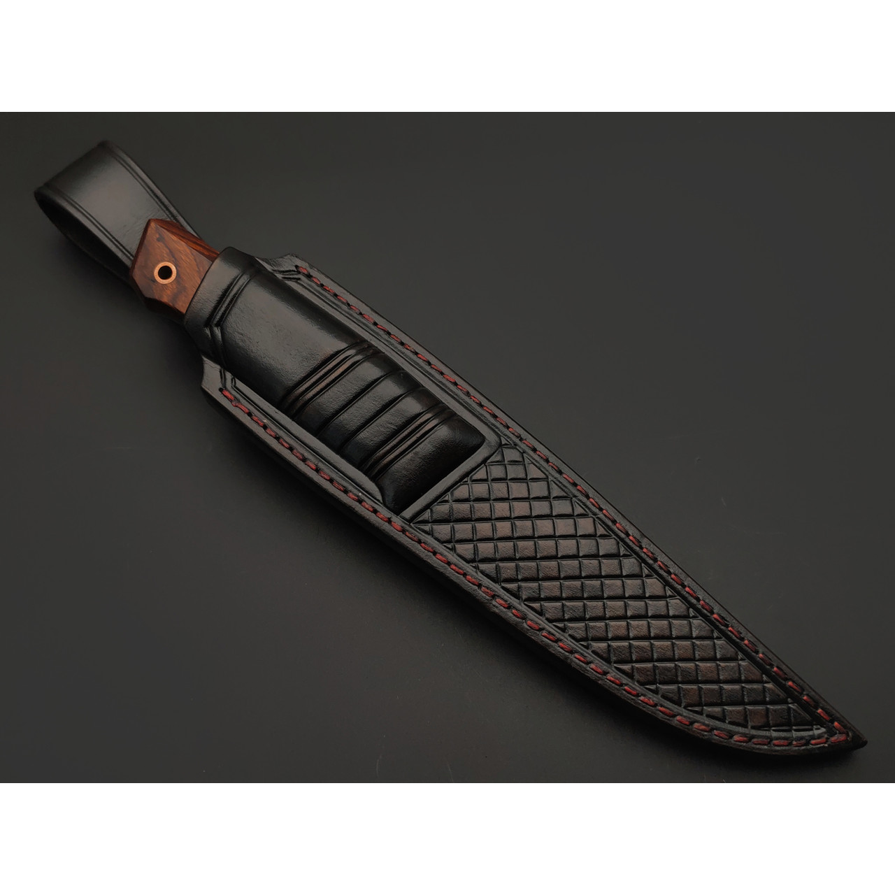 Кузница Васильева нож НЛВ183 ламинат Vanadis 10, рукоять Айронвуд, carbon fiber chaotic copper & red, мокумэ-ганэ, медь