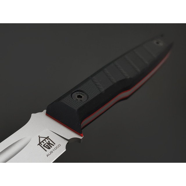 Град Горький нож Шторм сталь Aus-10Co bead blast, рукоять G10 black & red