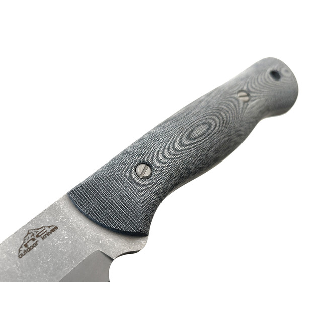 N.C.Custom нож Forester сталь Aus-10 стоунвош, рукоять Micarta grey, ножны Kydex olive, огниво