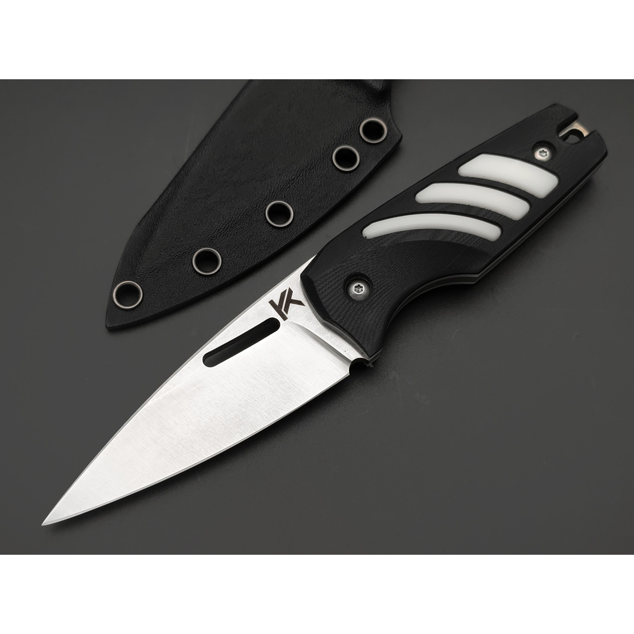 Knife Tech нож Скин-Ду сталь K340 satin, рукоять G10 black & white, kydex black