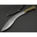 7 ножей Кукри НожиMAN сталь 65Г травление, рукоять G10 olive & yellow, латунь