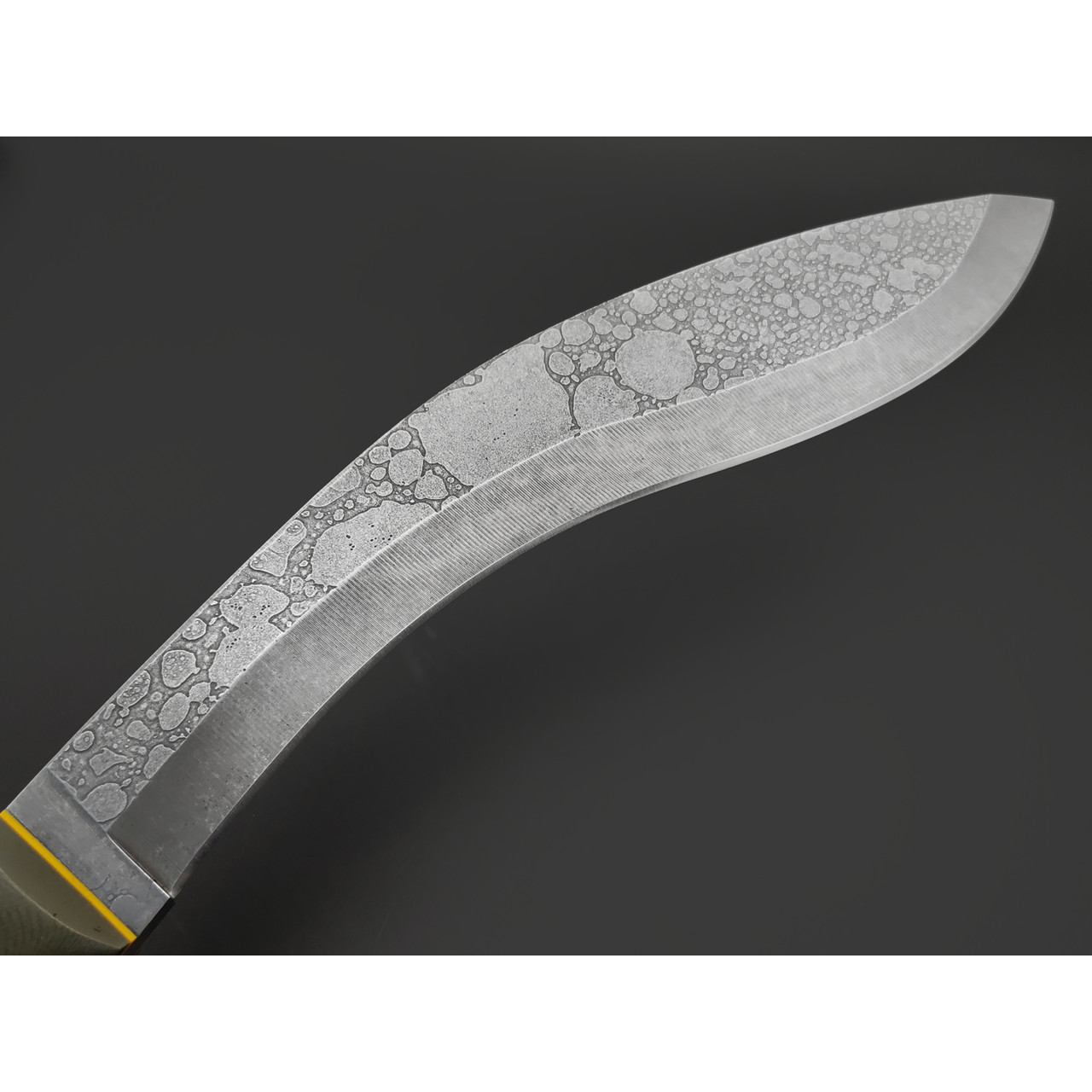 7 ножей Кукри НожиMAN сталь 65Г травление, рукоять G10 olive & yellow, латунь