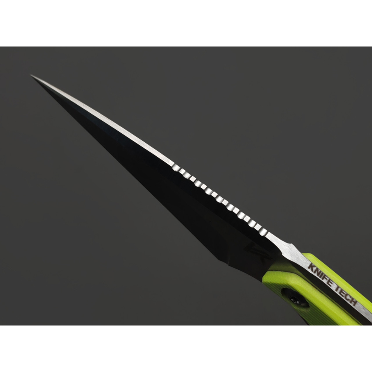 Knife Tech нож Гелион сталь K340 satin, рукоять сталь, G10 neon yellow, kydex neon yellow
