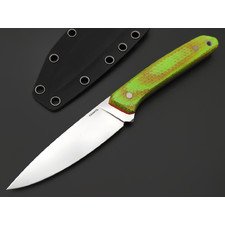 Кметь нож КМ-079 Ехидна сталь M390 bead blast, рукоять Micarta jute neon green & orange