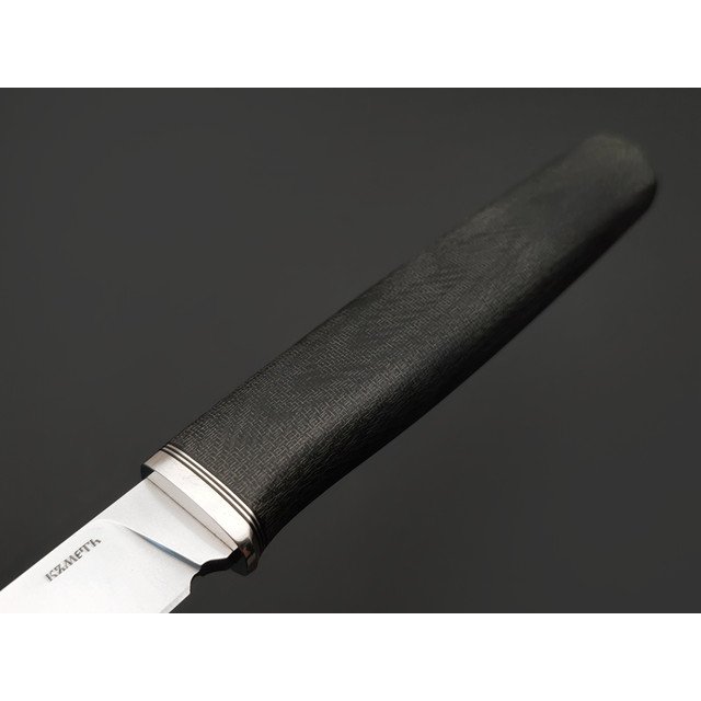 Кметь нож КМ-098 сталь Elmax bead blast, рукоять Micarta grey canvas, мельхиор