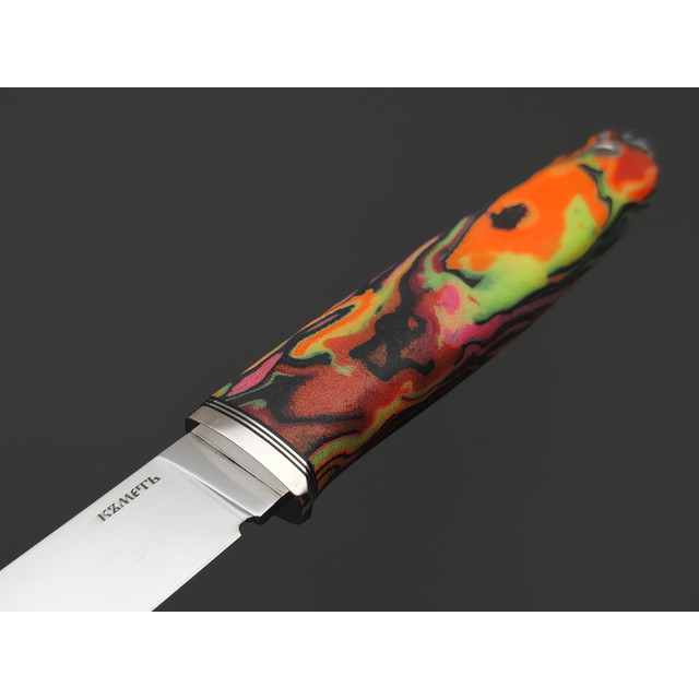 Кметь нож КМ-091 сталь Lomax PM bead blast, рукоять Micarta chaotic, мельхиор