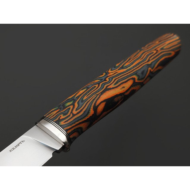 Кметь нож КМ-097 сталь Elmax bead blast, рукоять Micarta сhaotic, мельхиор