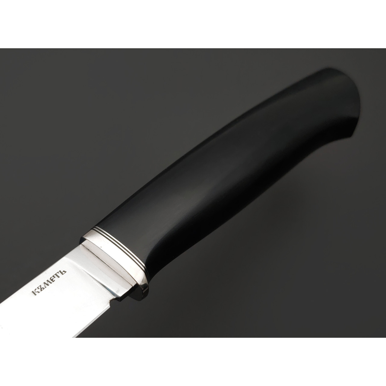 Кметь нож КМ-093 сталь Lomax PM bead blast, рукоять G10 black, мельхиор