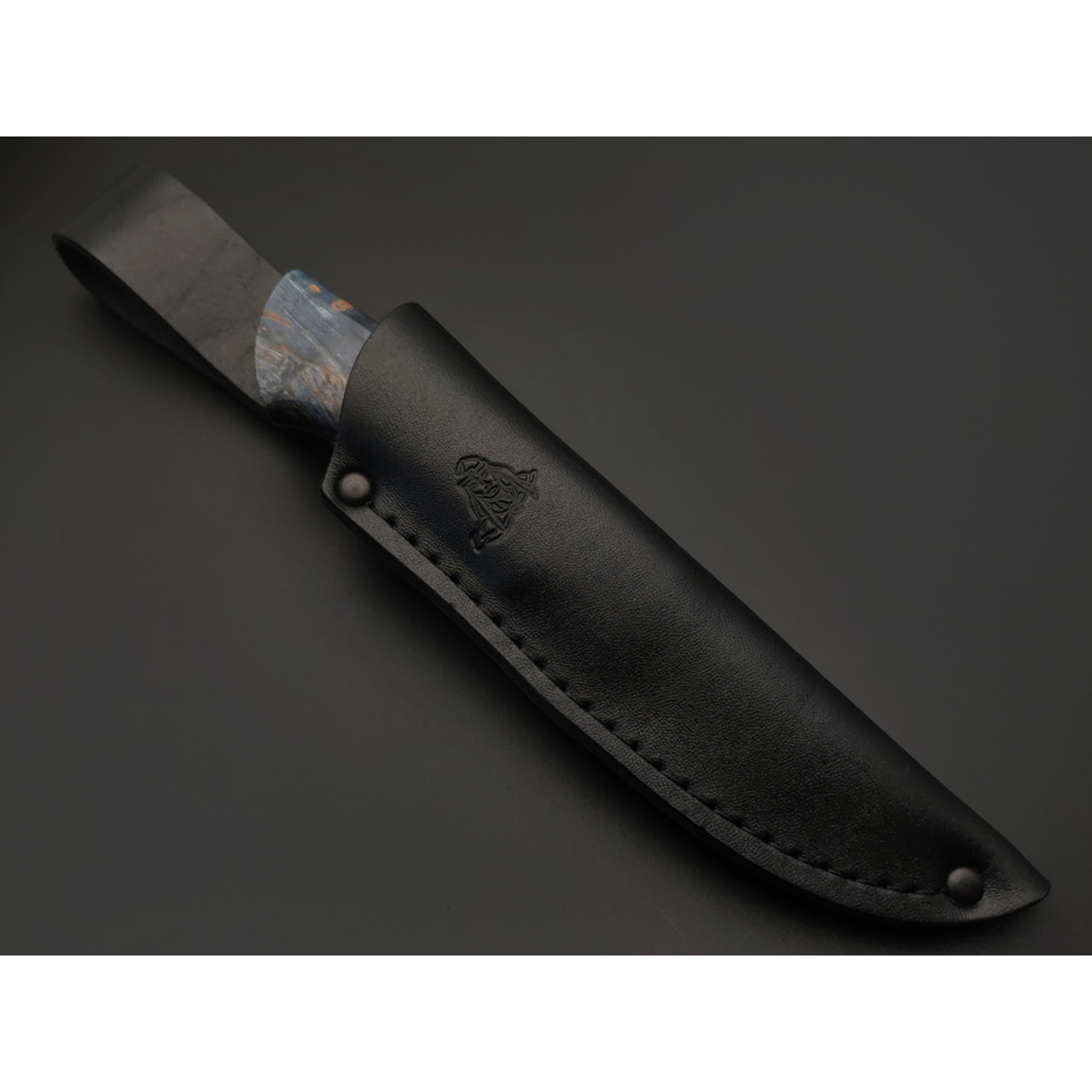 Кметь нож КМ-096 Кроха сталь Elmax bead blast, рукоять стаб. Карельская берёза, мельхиор