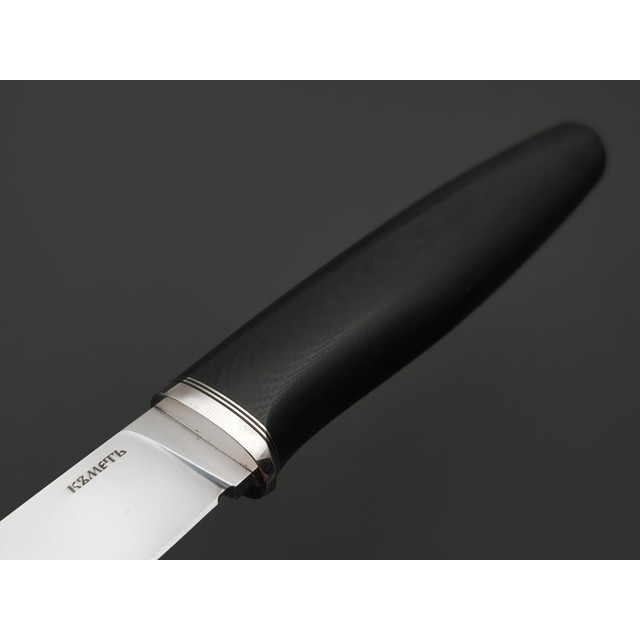 Кметь нож КМ-089 сталь M398 bead blast, рукоять G10 black, мельхиор