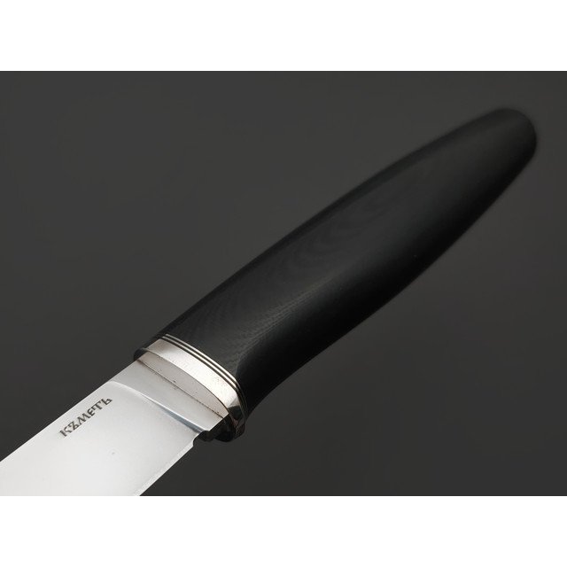 Кметь нож КМ-089 сталь M398 bead blast, рукоять G10 black, мельхиор