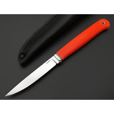 Кметь нож КМ-0101 Шило сталь Elmax bead blast, рукоять Micarta neon orange, мельхиор