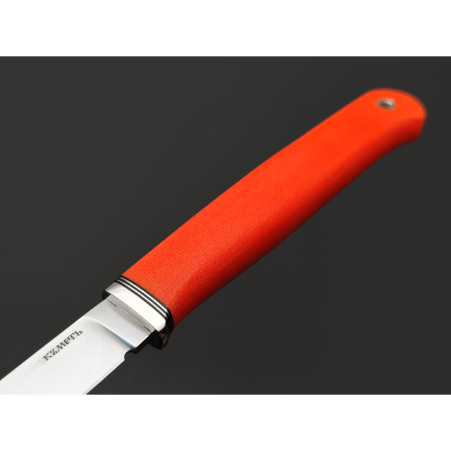 Кметь нож КМ-0101 Шило сталь Elmax bead blast, рукоять Micarta neon orange, мельхиор