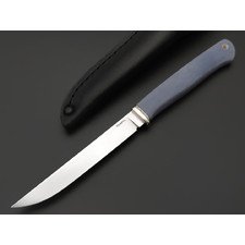 Кметь нож КМ-0102 Шило сталь Elmax bead blast, рукоять Micarta grey blue, мельхиор