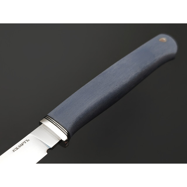 Кметь нож КМ-0102 Шило сталь Elmax bead blast, рукоять Micarta grey blue, мельхиор