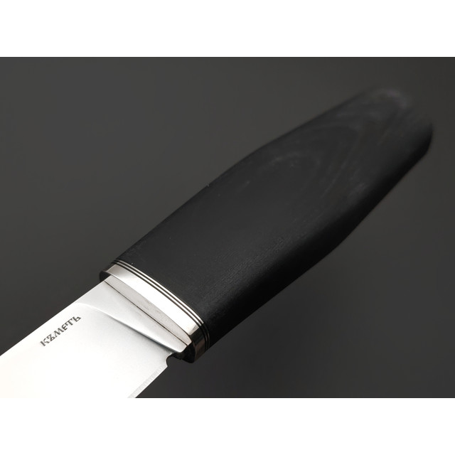 Кметь нож КМ-087 сталь M398 bead blast, рукоять Micarta black, мельхиор
