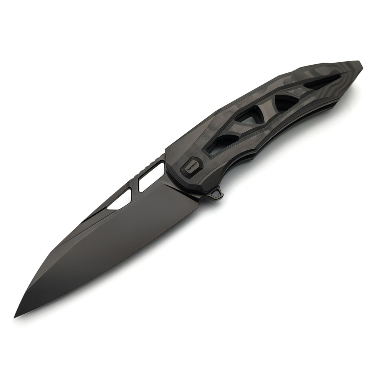 TuoTown складной нож Onyx TOX-MCD сталь TMAX black DLC, рукоять рукоять Titanium TC4 black, carbon fiber.
