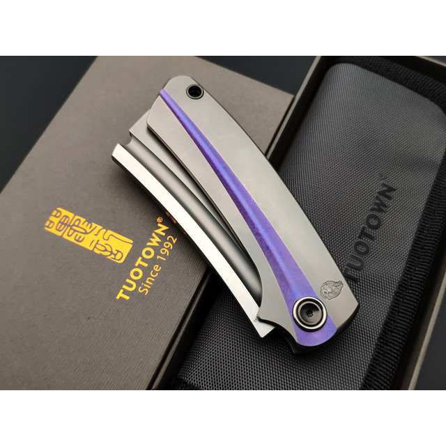 TuoTown & Brutalica складной нож Brazor TBR-TMKP сталь TMAX, рукоять рукоять Titanium grey & purple.