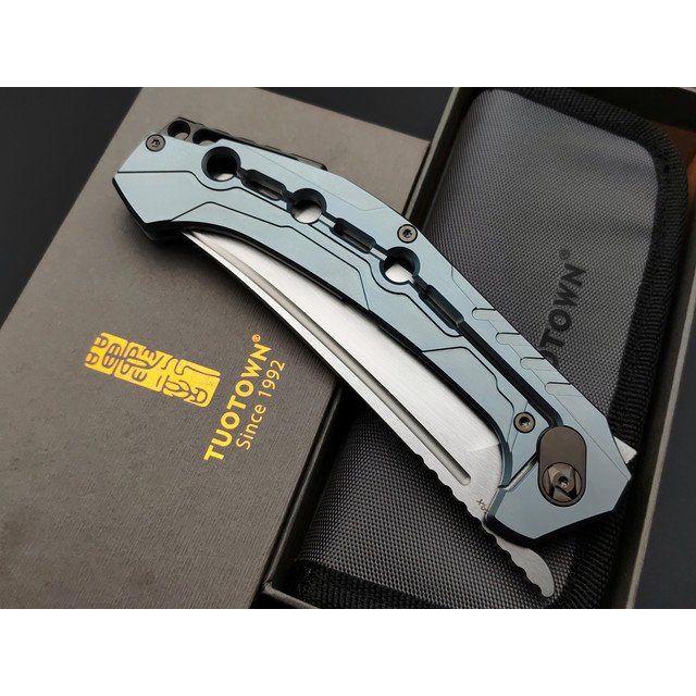 TuoTown & Knife Tech складной нож Technopchak TPK-MBL сталь TMAX satin, рукоять Titanium TC4 blue