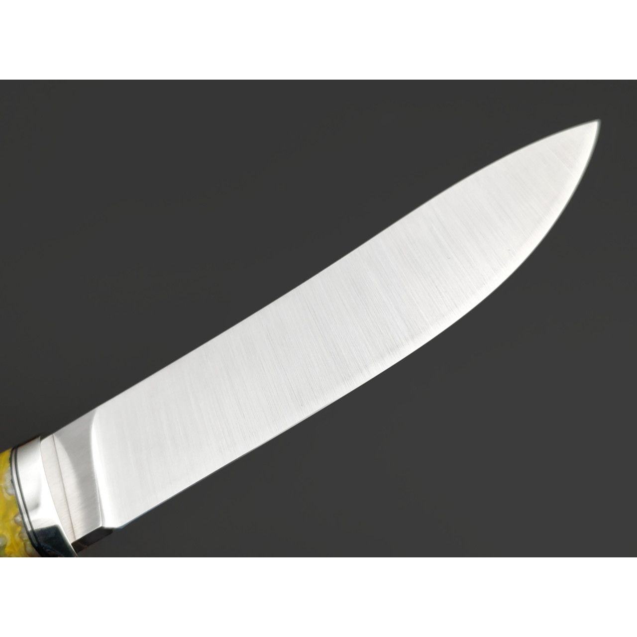 Кузница Ковчег нож Таёжный сталь M398 satin, рукоять Айронвуд, стаб. зуб мамонта, мельхиор, мозаичный пин