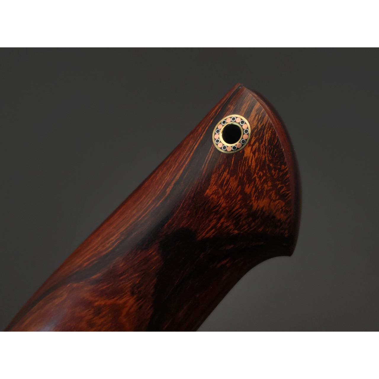 Кузница Ковчег нож Таёжный сталь M398 satin, рукоять Айронвуд, стаб. зуб мамонта, мельхиор, мозаичный пин