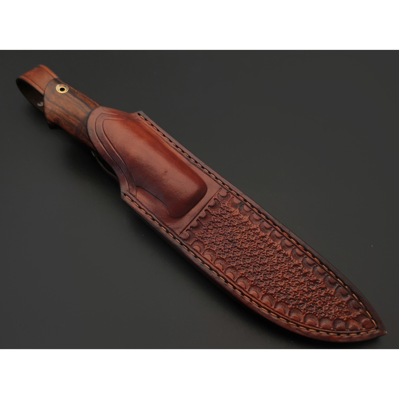 Кузница Ковчег нож Таёжный сталь K390 satin, рукоять Айронвуд, мельхиор, мозаичный пин