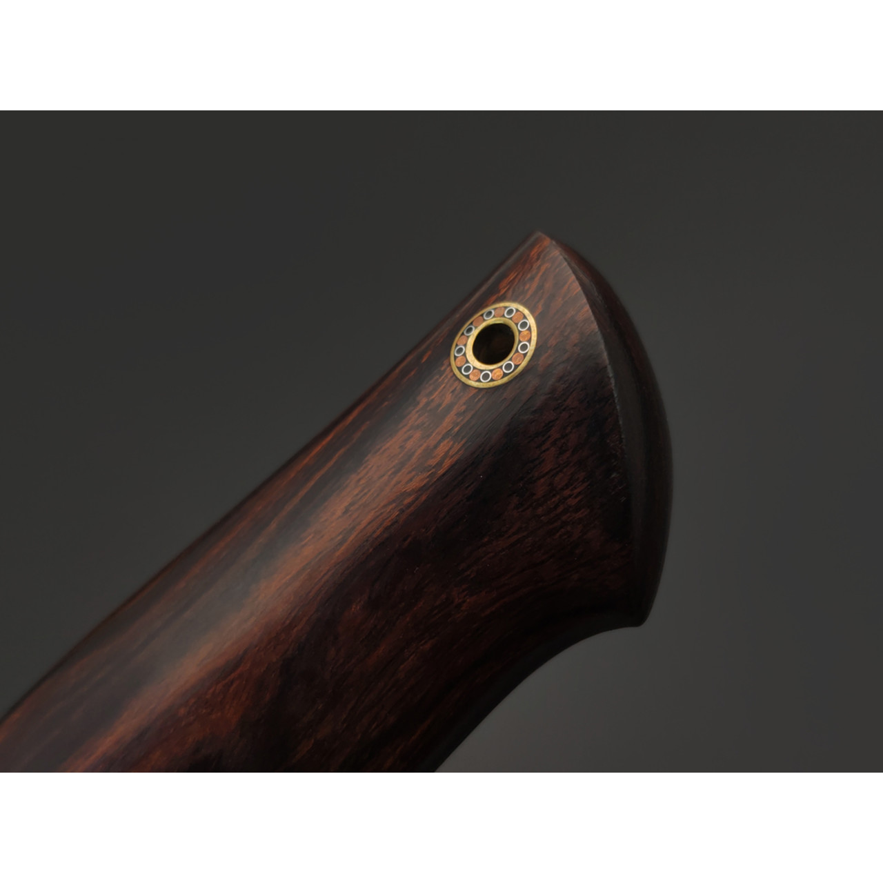 Кузница Ковчег нож Скаут сталь M398 satin, рукоять Айронвуд, стаб. зуб мамонта, мельхиор, мозаичный пин
