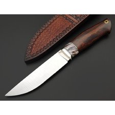 Кузница Ковчег нож Скаут сталь M398 satin, рукоять Айронвуд, стаб. зуб мамонта, мельхиор, мозаичный пин