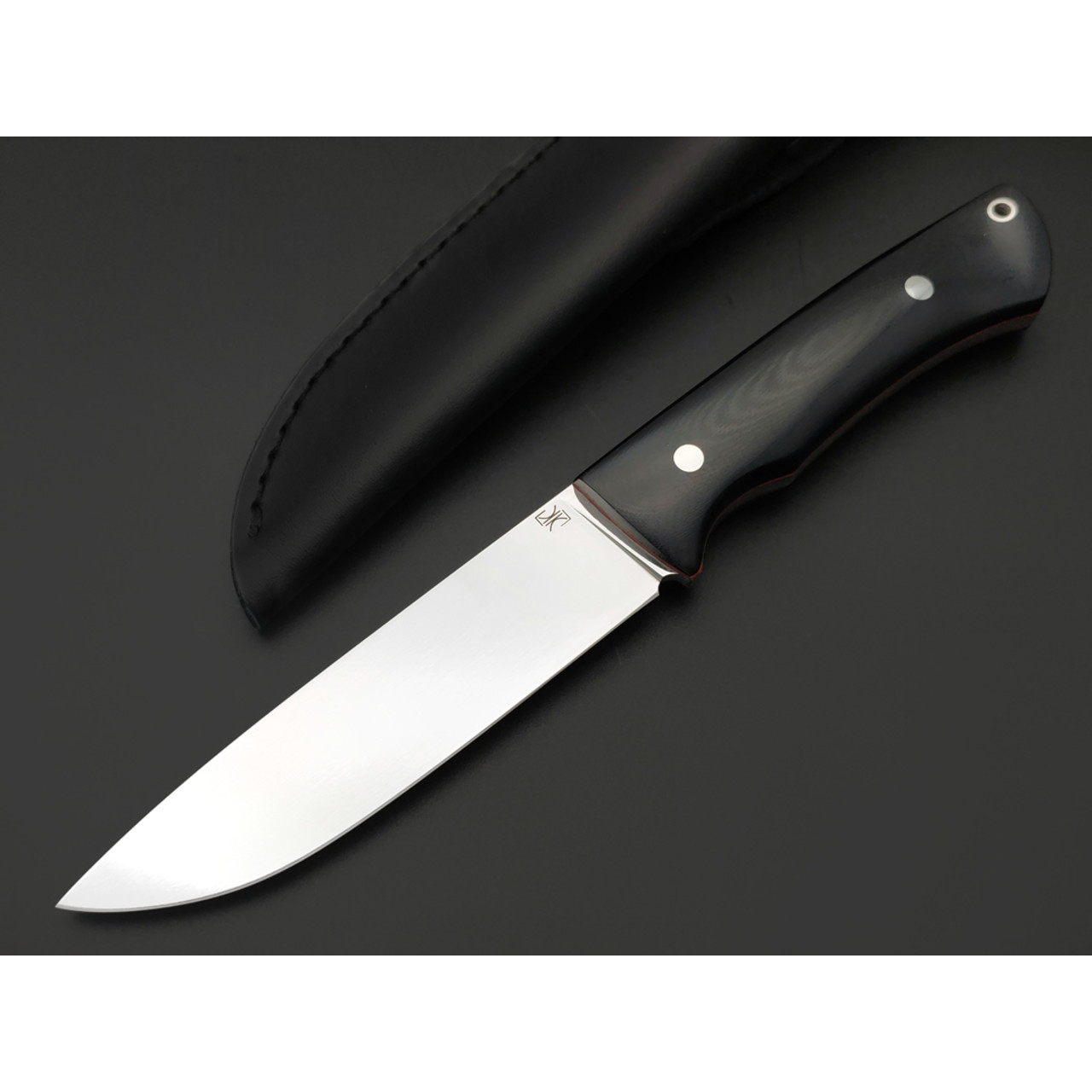 Кузница Ковчег нож Прямой ЦМ сталь D2 полировка, рукоять G10 black & red