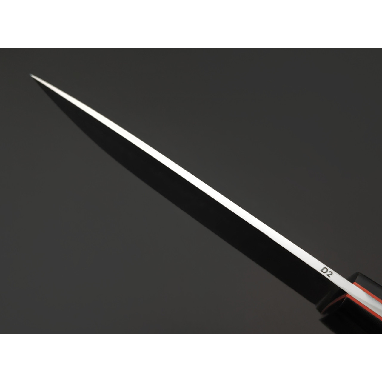 Кузница Ковчег нож Прямой ЦМ сталь D2 полировка, рукоять G10 black & red
