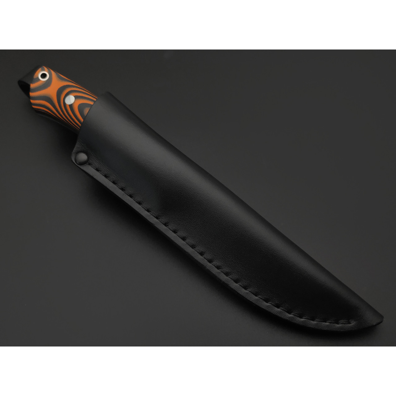 Кузница Ковчег нож Прямой ЦМ сталь D2 полировка, рукоять G10 black & orange