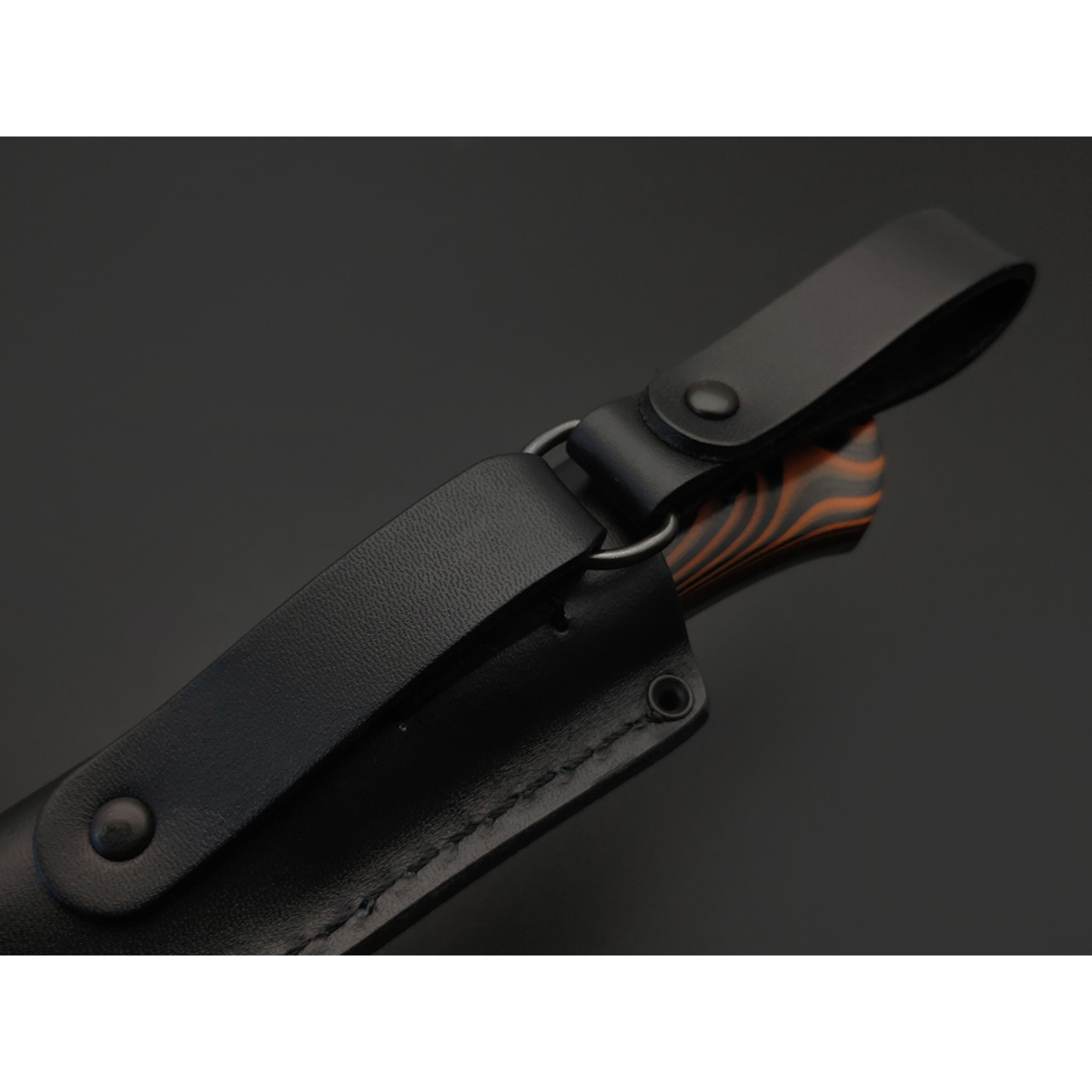 Кузница Ковчег нож Прямой ЦМ сталь D2 полировка, рукоять G10 black & orange