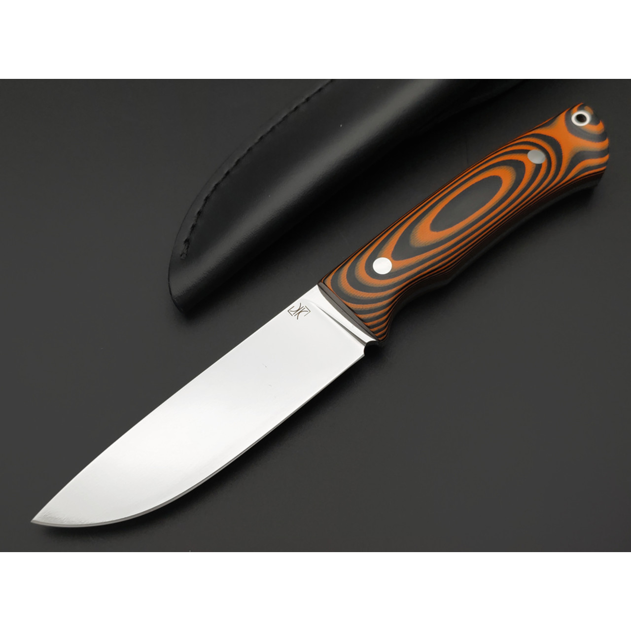 Кузница Ковчег нож Прямой ЦМ сталь D2 полировка, рукоять G10 black & orange