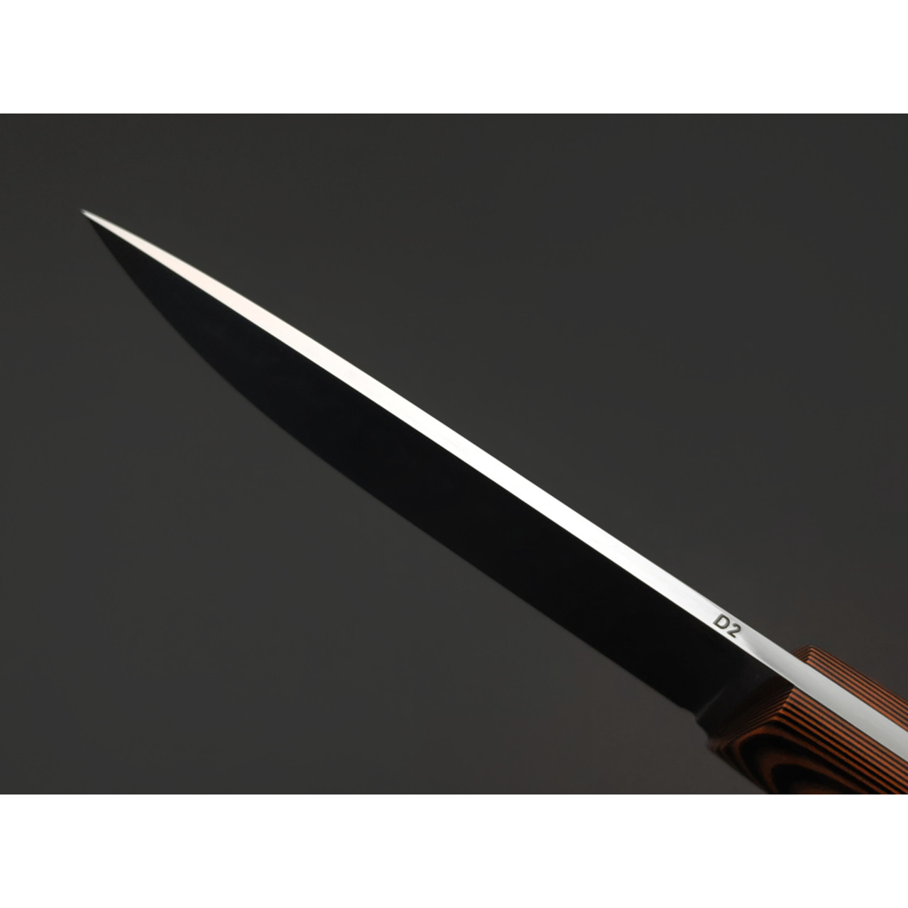 Кузница Ковчег нож Прямой ЦМ сталь D2 полировка, рукоять G10 black & orange
