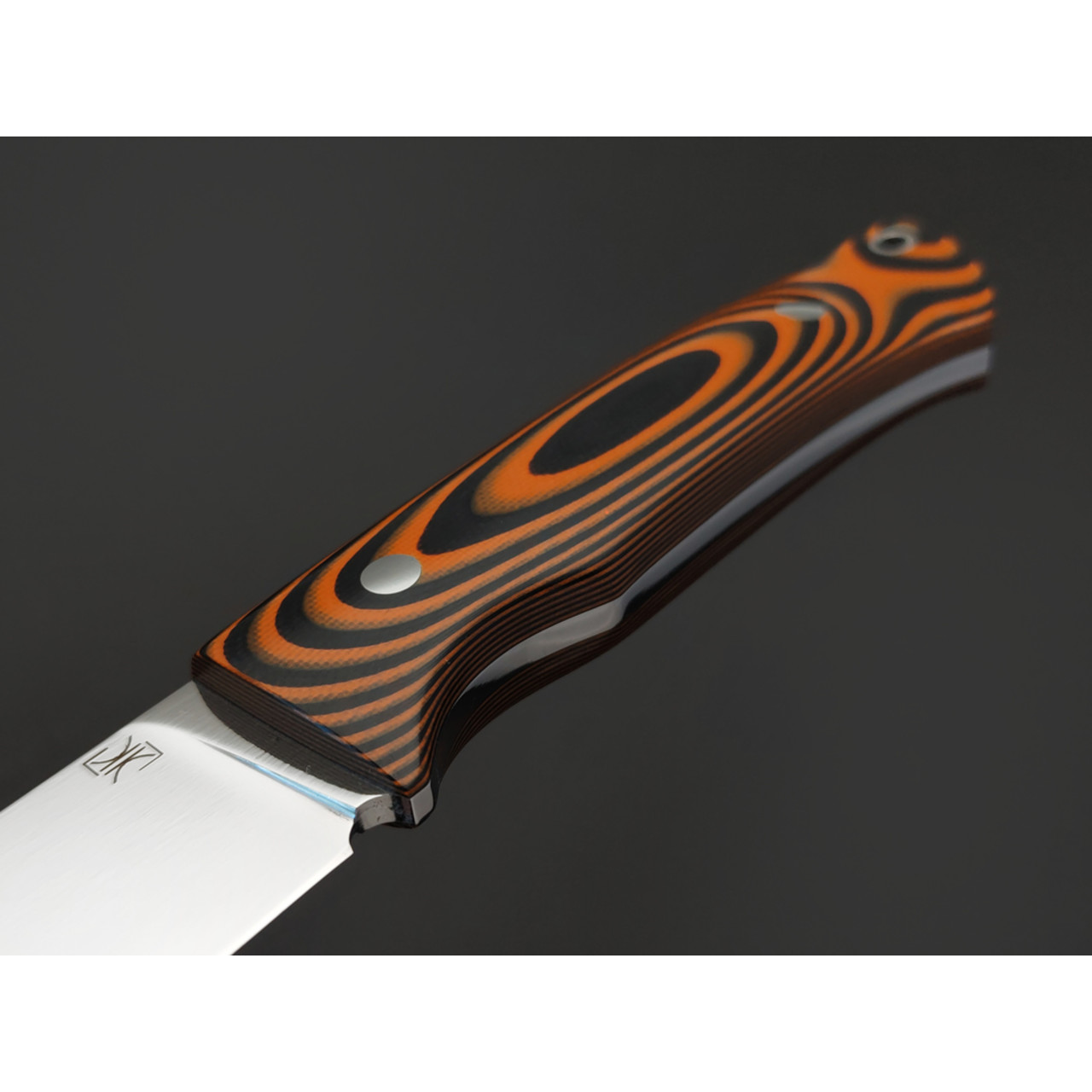 Кузница Ковчег нож Прямой ЦМ сталь D2 полировка, рукоять G10 black & orange