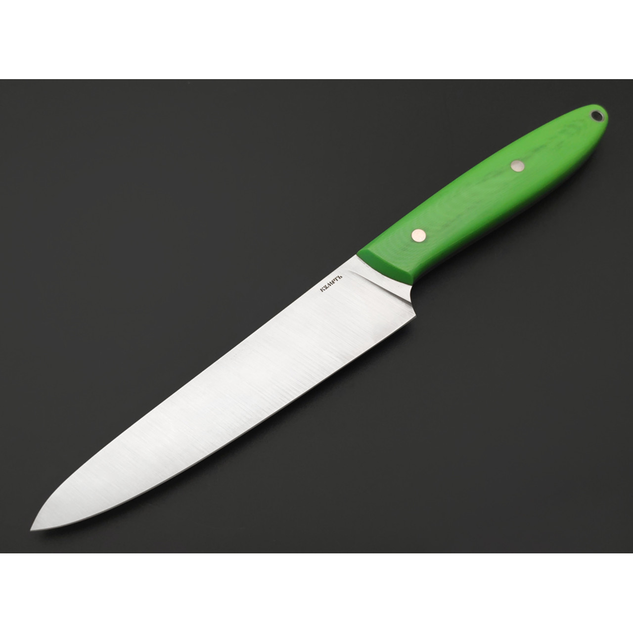 Кметь нож кухонный универсальный КМ-0112 сталь X50CrMoV15 satin, рукоять G10 green