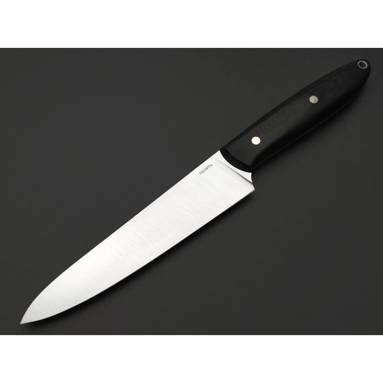 Кметь нож кухонный универсальный КМ-0111 сталь Elmax satin, рукоять G10 black